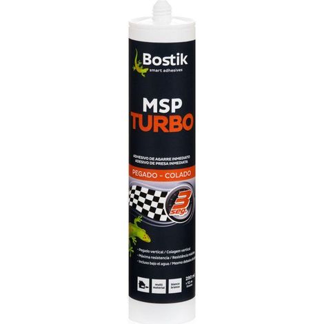 FPLUS adhesivo montaje bostik msp turbo 290 ml. , Cartucho de 290 ml de adhesivo de montaje de color blanco BOSTIK MSP TURBO, considerado el mejor y más rápido adhesivo de montaje