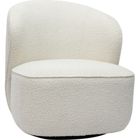 Poltrona design girevole in tessuto effetto lana bouclé bianco AMBER