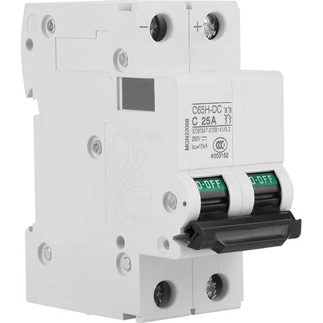 Disjoncteur Miniature 2P 25A DC 250V Disjoncteur Basse Tension Bipolaire Interrupteur de Protection Contre les Fuites sur Rail Din, Briseur (1/5)