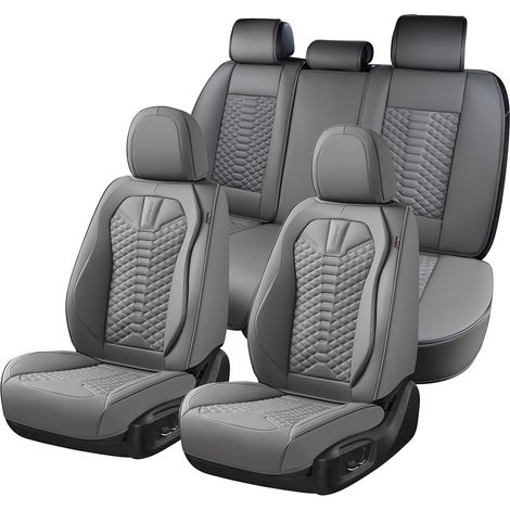 Housses de Siège de Voiture Universelles - Cuir Nappa imperméable Ensemble Complet de Housses de siège 5 sièges Protecteur de siège d'auto pour Avant et Arrière de Siège Auto (1/5)