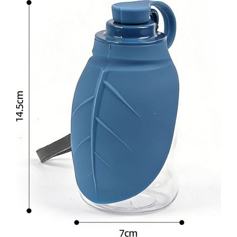 Mini gourde pour chien et chat, abreuvoir portable pliable, bouteille d’eau et gamelle 2 en 1, pour promenade extérieure, 300 ml, bleu (1/5)