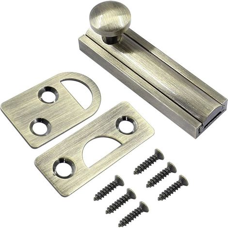 Lot de 1 boulon de surface en laiton massif de 5,1 cm, loquet coulissant en bronze, verrou de porte française robuste pour portes encastrées, portails affleurants (1/4)