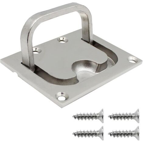 Trappes Affleurantes pour Bateaux Poignée Marine en Acier Inoxydable Trappe Encastrée pour Bateau Poignée de Traction Encastrée avec 4 Vis pour Casier d'armoire Marine Yacht Boat (1/5)
