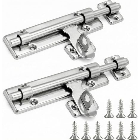 2PCS Targette de Porte avec Trou pour Cadenas, 16cm, Verrou Porte pour Portes de Cabanon, Portails et Portes d'Extérieur (1/5)