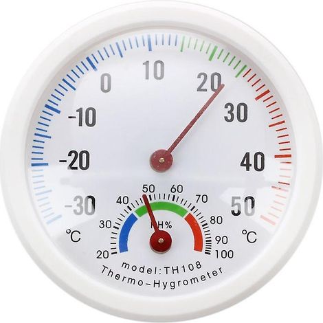 Thermomètre hygromètre à aiguille ronde, cadran blanc, pour intérieur et extérieur (1/4)