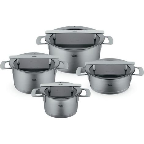 Fissler, Set Pentole Phi Collection, 4 Pezzi, Acciaio Inox, Con Coperchi in Vetro