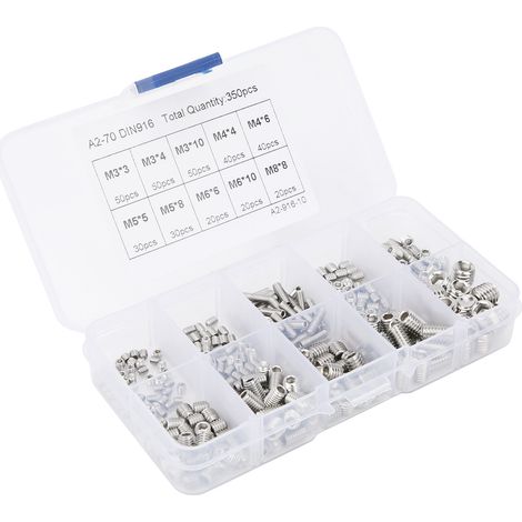Kit de 350 vis à tête concave, accessoires de quincaillerie en acier inoxydable 304, M3-M8 (1/5)