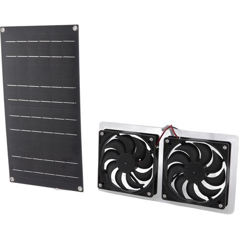 Kit Ventilateur Solaire 100W Double Ventilateurs IP67 Étanche Faible Bruit Large Application Pour Maison de Chien