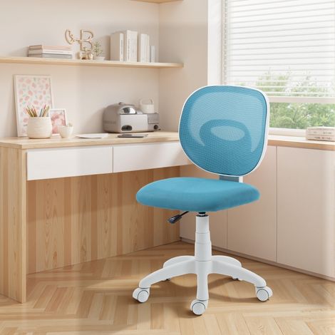 Silla de oficina ergonómica con respaldo en C, asiento acolchado, giratoria, azul, plástico (1/5)