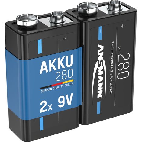 ANSMANN Akku E-Block 9V 280 mAh Ni-MH, 2 Stück