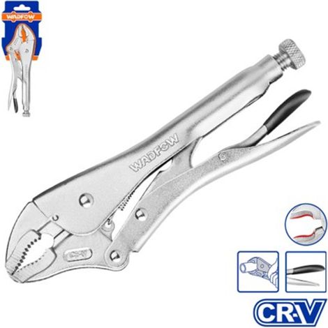 WADFOW Druck-Gripzange mit gebogenen Backen, 250 mm, CR-V-Stahl, vernickelt, hohe Haltbarkeit