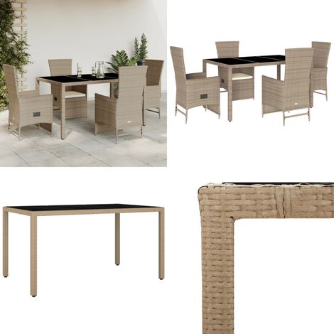 Ensemble à manger de jardin avec coussins 5pcs Beige poly rotin - Salon De Jardin - Meuble De Jardin - Set De Salon De Jardin - Table De Jardin - Chaises De Jardin - Home & Living (1/5)