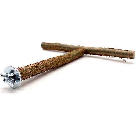 Perchoir en bois naturel pour oiseaux, support debout sécurisé, jouet à mâcher pour perroquet, perche en bois massif, accessoire pour cage. (1/4)