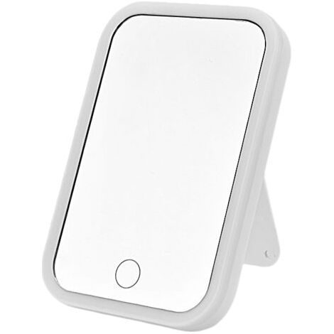 Miroir de maquillage à LED, blanc, 1 pièce Miroir éclairé haute définition tricolore Portable, pliable, compact (1/5)