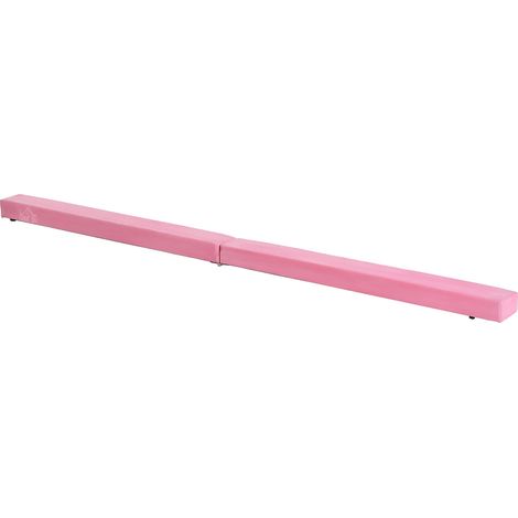 Poutre équilibre pliable antidérapante revêtement daim bois robuste 210 x 10 x 6,5 cm rose