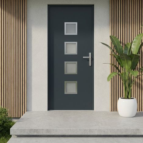 Porte d'entrée aluminium 96x218 cm anthracite X-Metal (1/5)