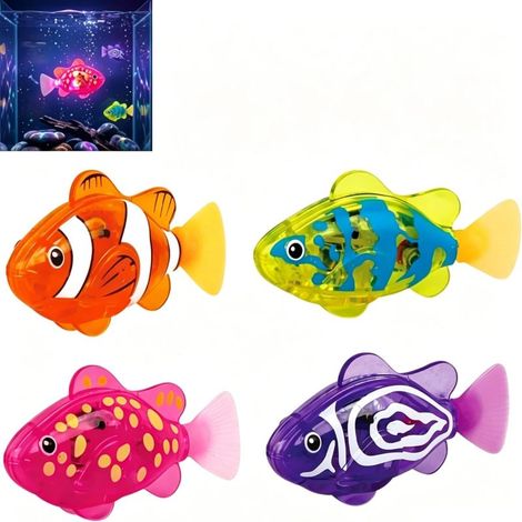 Irovami Poissons robots nageurs : 4 jouets lumineux et étanches – S’illuminent grâce à un capteur automatique – Idéal pour le bain, la piscine et l’aquarium. (1/5)