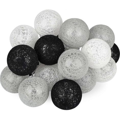 Guirlande lumineuse à boules de coton, décoration intérieure de Noël, 3 m, 20 LED, pour fille, princesse, enfant, bébé, chambre, ambiance mariage. (1/4)