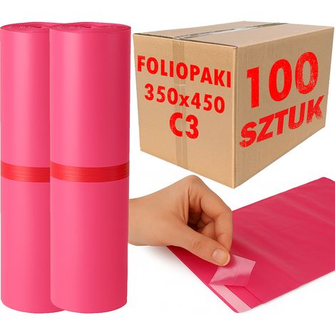 Pink Courier Poly Mailers C3 350x450mm - 100 Stück.