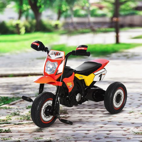 Tricycle motocross pour enfants avec musique, effets lumineux et coffre de rangement - Rouge (1/5)