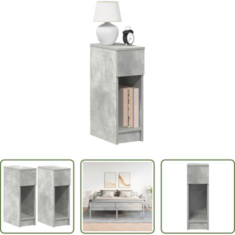 Nachttisch mit Schublade -  Nachttische mit Schublade 2 Stk. Betongrau 20x36x60 cm (1/5)