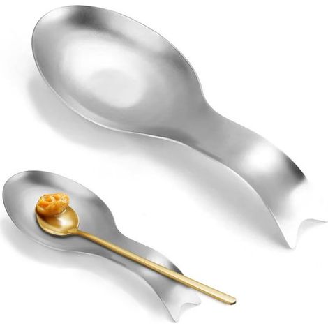 Soporte para cucharas de acero inoxidable para encimera - escurridor de utensilios para estufa - resistente a la oxidación - tamaño grande - apto para lavavajillas - 25 x 9 cm (1/5)