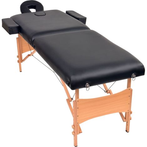 Table de massage pliable et tabouret 10 cm d'épaisseur Noir CFW964796 (1/5)