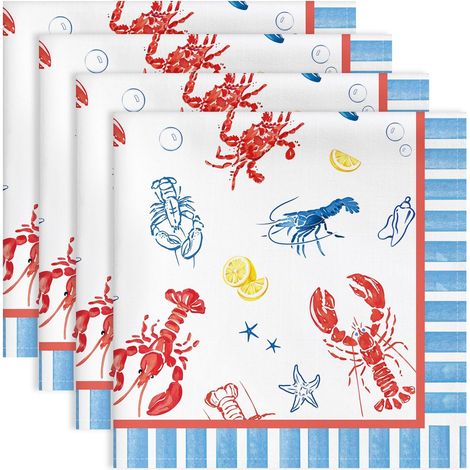 Serviettes de Table Lot de 4, Serviettes en Tissu 100% Coton D'Été Citron et Confortable Réutilisables pour Le Famille Cuisine Décorations Cadeaux(45Cm×45Cm) (1/5)