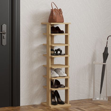 Schuhregal Soddi, Schuhschrank für 8 Paare, 8 Einlegeböden, 7 Fächer, 30x30x110h cm Eichenbraun (1/3)