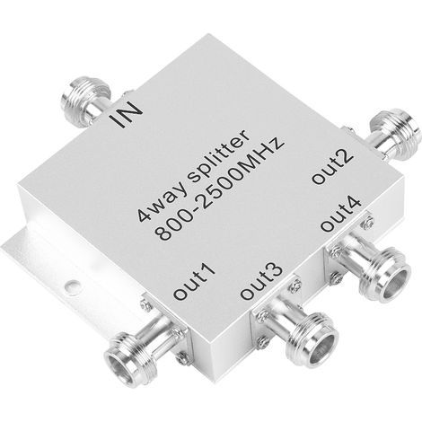 Répartiteur de puissance/amplificateur de signal/répéteur de signal pour téléphone portable de type N à 4 voies (800-2500 MHz) (1/5)