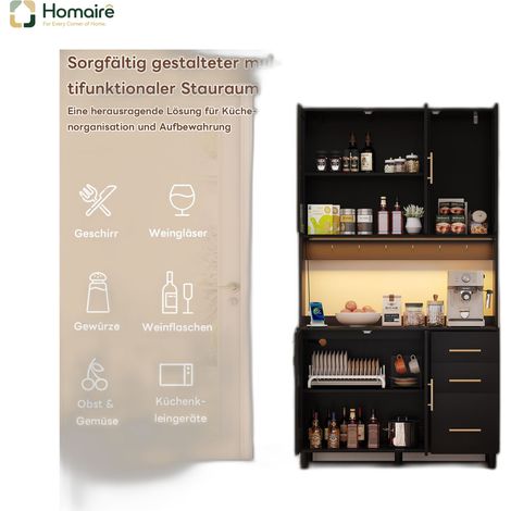 Sideboard 100 x 40 x 183 cm Schwarz MDF HOMAIRE (1/5)