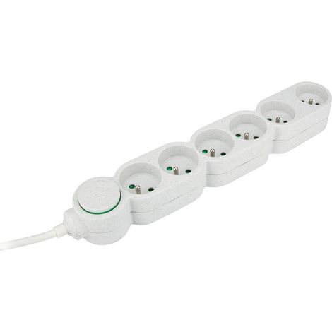 Bloc multiprise écoresponsable 6 prises 2P+T Home Green - Blanc -