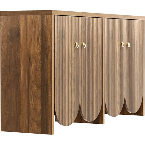 Sideboard in Nussbaumoptik aus MDF 147 x 40 x 80 cm, 4 Türen, verstellbare Regale (1/5)