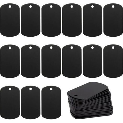 50 PièCes D'Estampage en MéTal Noir pour Estampage, Gravure D'éBauches Aluminium Porte-CléS éTiquette de Chien Vierge (1/4)
