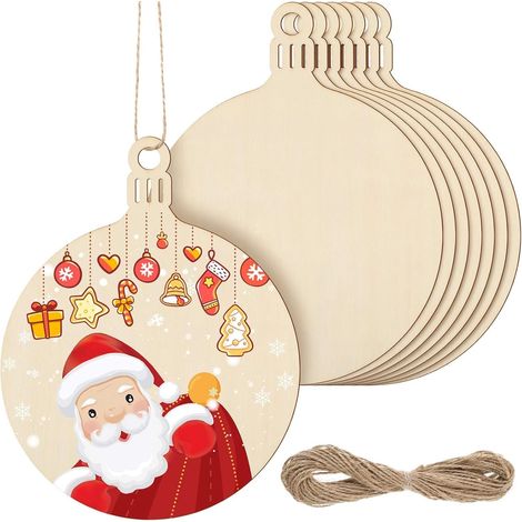 20 Pcs Grandes Boules de Noël en Bois 14CM à Suspendre, Décoration Noel en Bois avec Ficelle, Boules de Noel à Peindre, Personnalisable, pour décoration Sapin de Noël (Boule-Grande) (1/5)