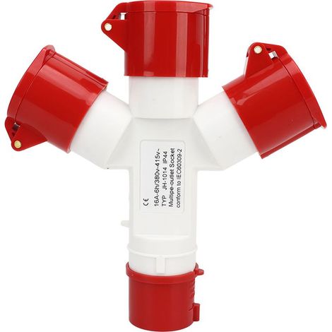 Prise industrielle IP44 4 broches 380-415V – 1 entrée 3 sorties, étanche et robuste pour chantier (1/5)