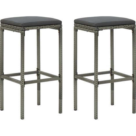 Taburetes de cocina con cojines 2 uds ratán sintético gris vidaXL