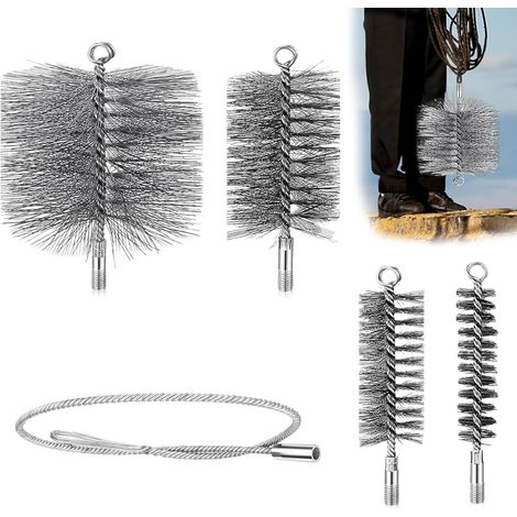 5 Pcs Stove Pipe Brush Chimney Brush Chimney Cleaning Brush 1.181/1.969/3.150/150mm Stove Pipe Brush Chimney Cleaning Brush Chimney Cleaning Brush (1/5)