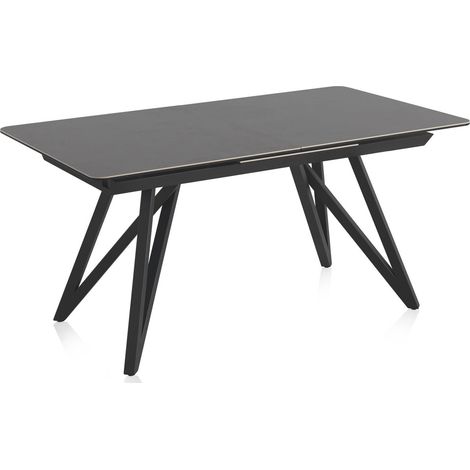 Ausziehbarer dunkelgrauer Tisch mit Keramikplatte und Metallbeinen 160/210 x 90 cm (1/5)