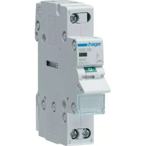 Interruttore modulare Hager SBB116 1P 16A con indicatore luminoso
