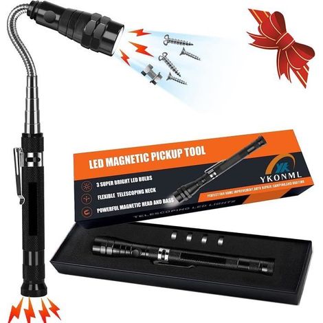 Outil de Ramassage Magnétique Télescopique avec LED - Cadeau Homme Fête des Pères, Noël, Saint-Valentin (1/4)