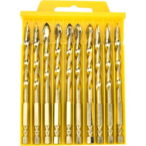 Foret À Tige Hexagonale - Pour Carrelage Et Verre - Diamètre 8 Mm - Lot De 10 (1/5)