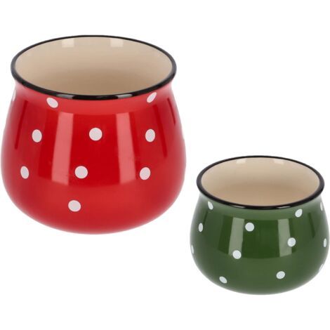 Lot de 2 cache-pots en céramique Rouge Diamètre 125 mm Diamètre 110 mm-NANOTEH (1/5)