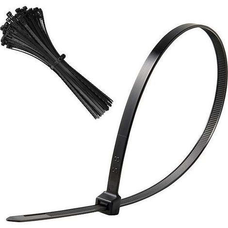 100 abrazaderas de manguera de plástico negras y dentadas, 3,6 x 140 mm, para diámetro de 33 mm, resistentes al aceite y la gasolina, bridas para cables, fijación de tubos/mangueras, conexión universa (1/2)