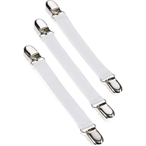 Bügelbrettclips, Bügelbretthalterungen, weiße Bügelbänder  Bezugshalter, rutschfest und knitterfrei, hält den Bezug straff, ausziehbares Bügelzubehör von 16 bis 35 cm (1/5)