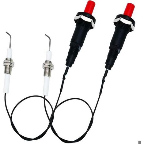Kit Allumage Piézoélectrique - 20 kV - Pour Barbecue Gaz Propane Et Gaz Naturel - Câble 30 cm - Électrode M10x1 - Lot De 2 (1/4)