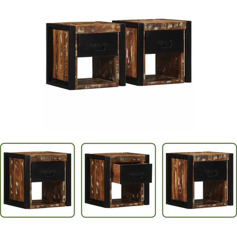 vidaXL Bois de récupération - Tables de chevet 2 pcs multicolore 40x35x40cm bois récupération (1/5)