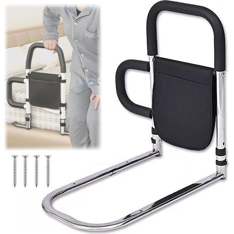 Barrière de lit pour Personnes âgées et Adultes,Avec 2 Accoudoirs Et Un Sac De Rangement,En Acier Inoxydable Amélioré,Sûr Et Stable,Convient Aux Femmes Enceintes,Aux Enfants,Aux Personnes,Etc. (1/5)