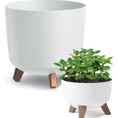 DGTL300L-S449 Blumentopfabdeckung mit Abfluss an den Füßen, 30 cm, TUBUS, weiße Schale (1/5)