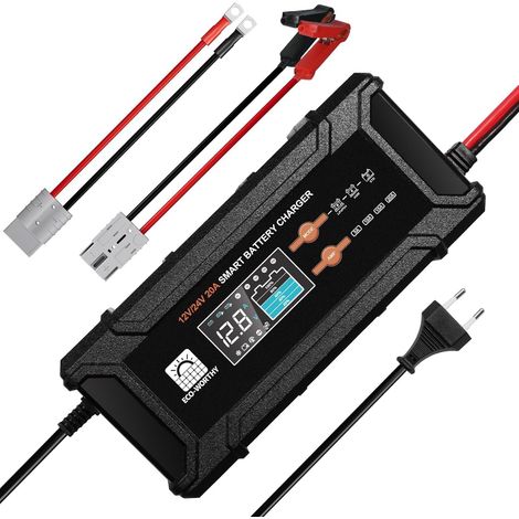 12V/24V 20A Chargeur de Batterie avec Options Multi-Courant 5A/10A/15A/20A,détection Automatique de la Tension de la Batterie Plomb-Acide (1/5)